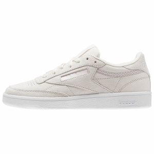 Adidasy Damskie Reebok Club C 85 Trim Nubuck Różowe/Białe/Szare PL 91RADJH